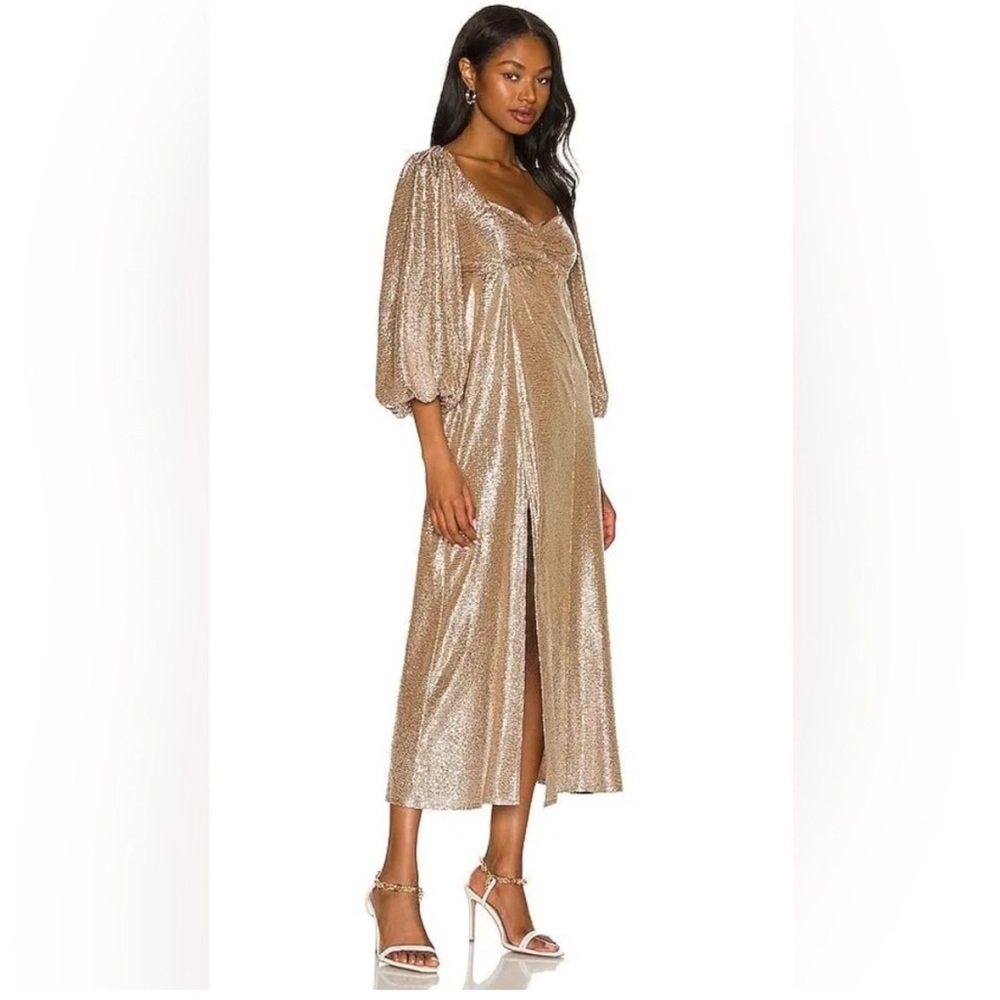 Show Me Your MuMu Shimmering Silver Puff Sleeve Dress - Picture 2 of 6